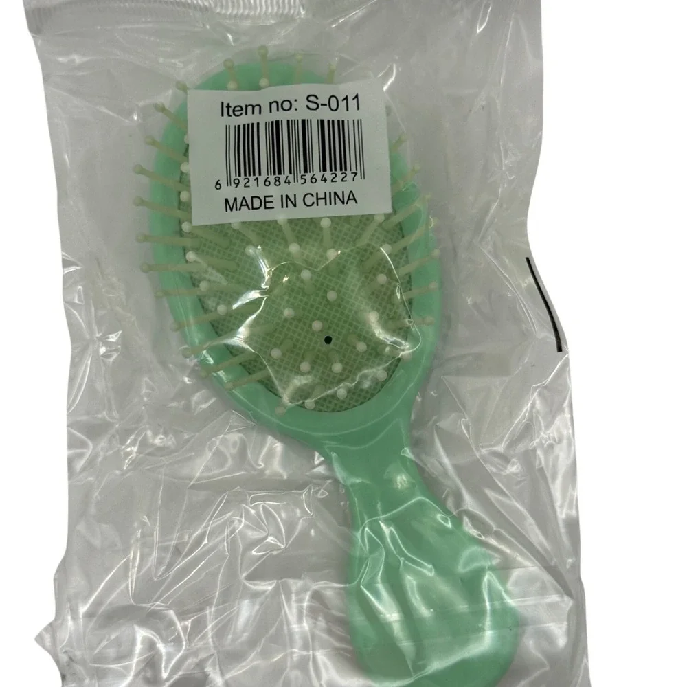 Kids Mint Green‎ Oval Hair Brush Detangler with Cute Animal Illustrations